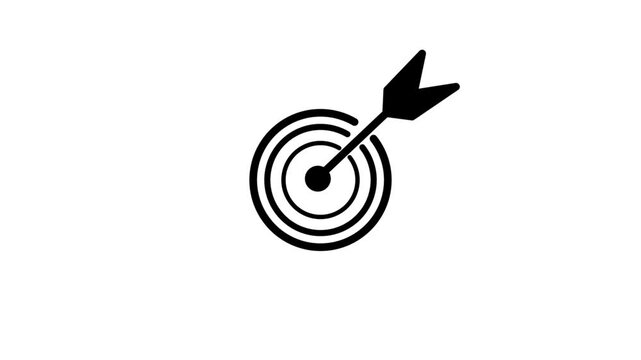 Businessman holding target icon black arrow hitting center, goal achievement, success strategy, performance focus, business planning, KPI growth and objective completion in modern corporate concept.4k