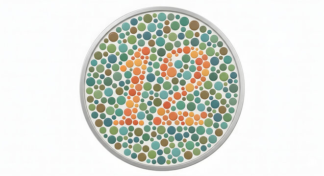 High-Resolution 3D Render of Ishihara Color Blindness Test Plate, Suitable for Science Education, Isolated on a White Background.