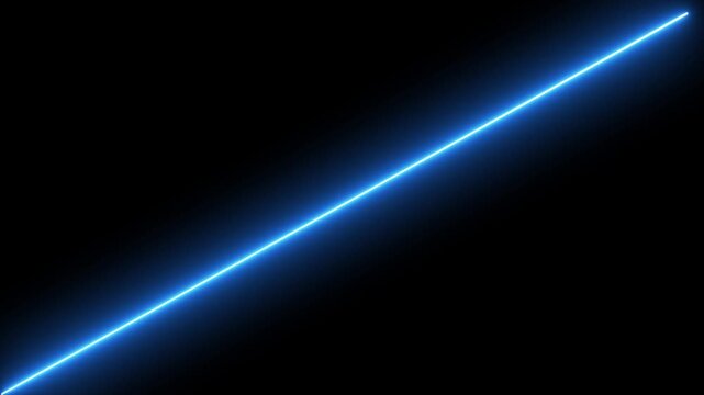 Neon line icon animation glowing blue color line background linear beam footage frame icon light effect on black color background