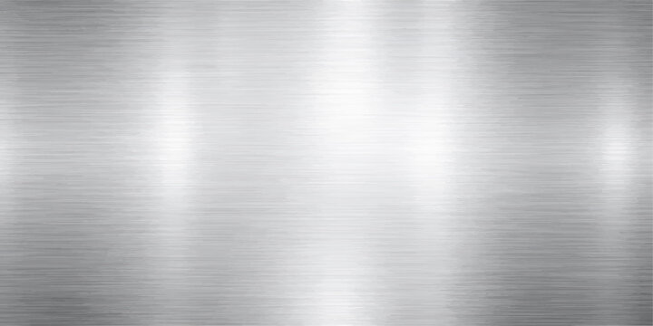 Brushed metallic steel texture background with smooth reflective silver surface suitable for industrial abstract construction architecture design material