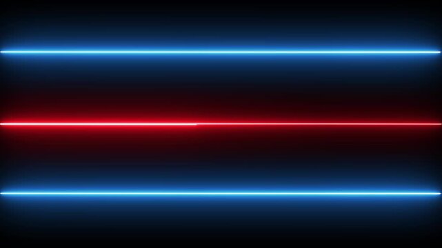 Neon line icon animation glowing red and blue color line background linear beam footage frame icon light effect on black color background