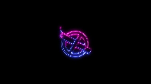 Neon no smoking symbol gradient style on black background a striking no symbol featuring pink and blue light effects sign prohibited cigarette warning pink sign prohibited cigarette warning pink