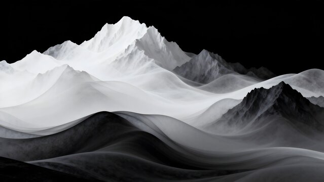 Abstract mountain landscape in grayscale