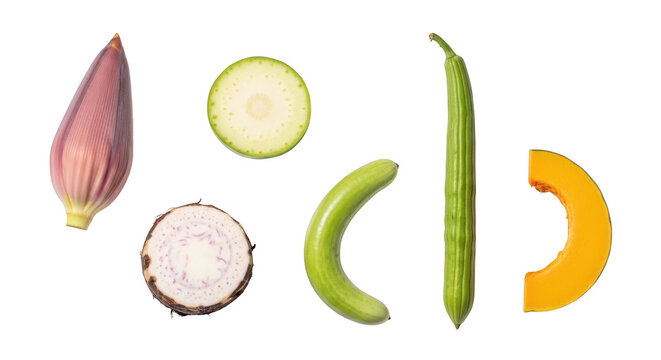 Fresh assorted vegetables and sliced pieces for healthy cooking
