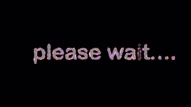 please wait Text Animation with Purple Orange Arrow Particles &ndash; Glowing Energy Outline Alpha Channel 4K