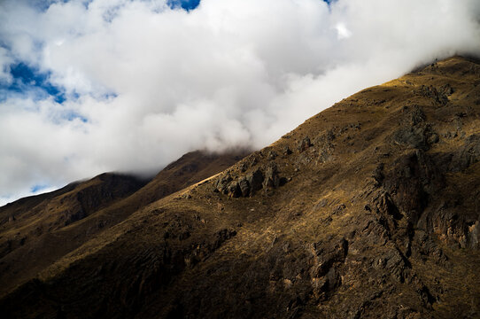 Hiking along the sacred valley near Pisac in Peru.