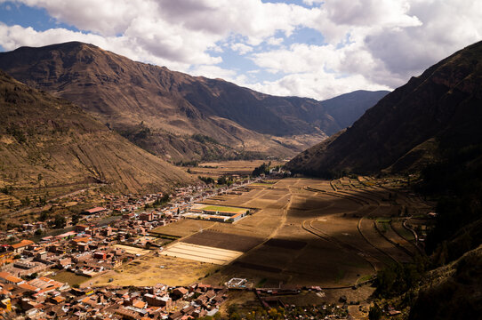 Hiking along the sacred valley near Pisac in Peru.