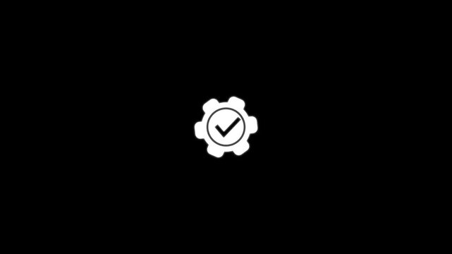 Gear Icon with Checkmark Animation &ndash; Process Optimization, Workflow Automation and System Integration Concept