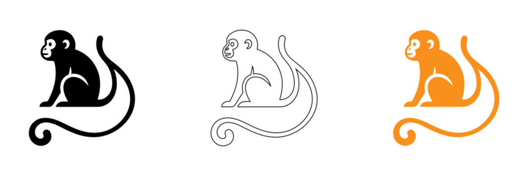 Monkey logo designs in black white and orange