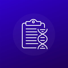Obraz premium dna test icon with clipboard, line design