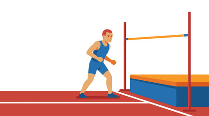 Obraz premium Athlete Preparing to Jump Over High Bar in Track and Field Competition