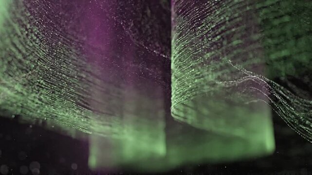 Aurora borealis macro green magenta light curtains abstract
