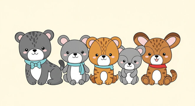 set of cartoon animals