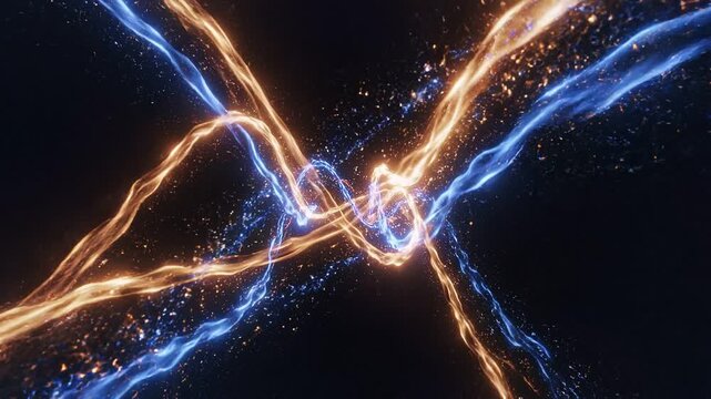 Magnetic field lines amber blue abstract physics visualization