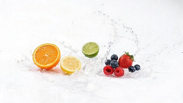 Fruits with water splash