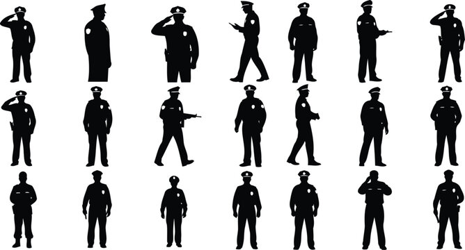 Police officers are depicted in black.