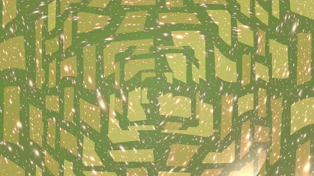 Abstract Geometric Green Pattern With Shimmering Light Effects.
