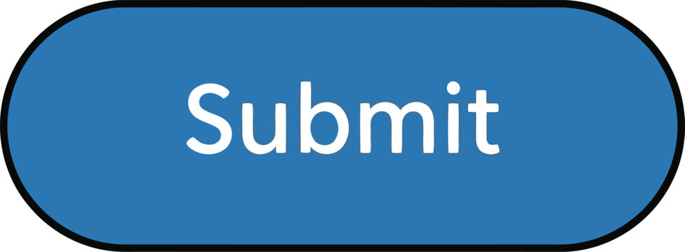 Blue rounded Submit button isolated on white background, web form call-to-action interface element