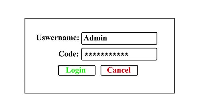 Login screen interface with username and password fields isolated on white background.
