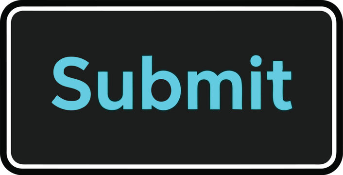 Submit Button Icon with Cyan Text on Black Rounded Rectangle Interface Design