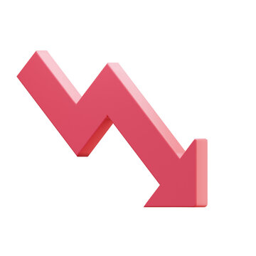 3D Red Downward Arrow Representing Financial Loss Icon