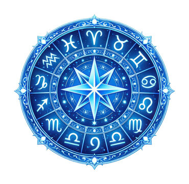 PNG Astrological symbols in circular design.