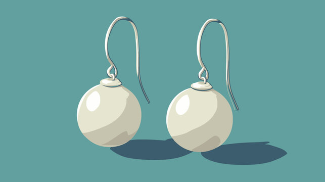 Two cream spheres dangle on curved metal hooks against a teal backdrop closeup