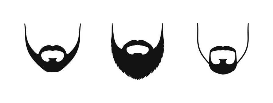 Beard doodles set. Hand drawn vector doodle set on white background