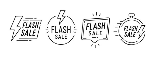 Obraz premium Flash Sale doodles set. Hand drawn vector doodle set on white background