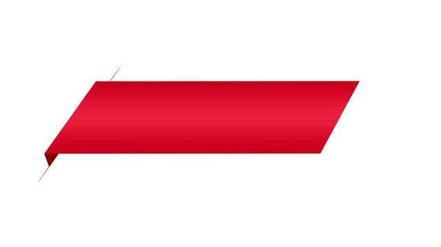 Red lower third ribbon banner title overlay animation with smooth reveal motion from diagonal line on white background and green screen. 4K animated for title, copy space, and text placeholder.