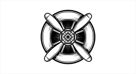 Vintage Airplane Propeller Emblem Illustration. © Rizky