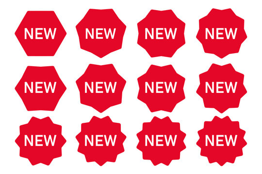 Bold Red New Badge on White Background Minimalist Design