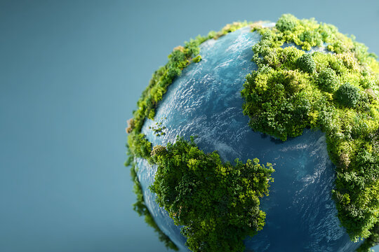 Lush Green Earth Globe Covered in Vibrant Vegetation.