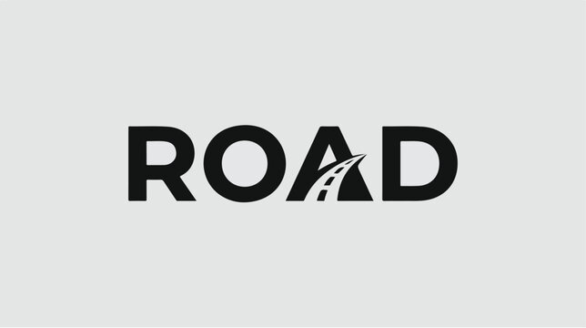Minimalist typography logo design featuring the word ROAD with a creative highway element.