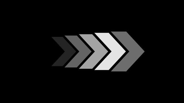 Animated arrow extending pointer icon sign for road direction and overlay video layer on Transparent background 4k Alpha Channel.