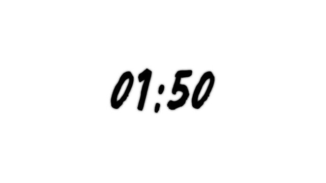 2 Minute countdown animation on black background. 2 minute timer on stopwatch on white background.4k video