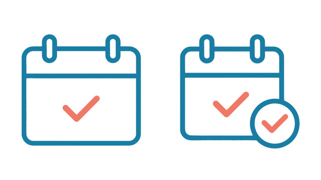 Calendar icons with checkmarks for appointment scheduling and task completion