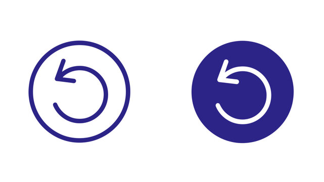 Purple reset and refresh arrow icons in line and solid circle styles for user interface design