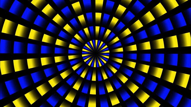 Blue yellow circle beam shade pop art spinning loop animated background