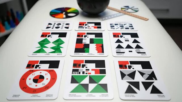 Bauhaus style geometric cards and abstract for creative projects pattern