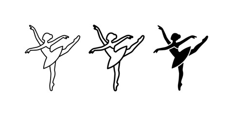 Ballet Dancer Silhouettes, Elegant Pose Vector Art, Classical Dance Figures, Graceful Movement Illustrations, Performance Art Icons © Sabbir