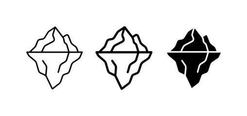 Iceberg Icons Set, Minimalist Cold Climate Symbols, Frozen Water Shapes, Arctic Landscape Elements, Vector Graphics for Concept Design © Sabbir