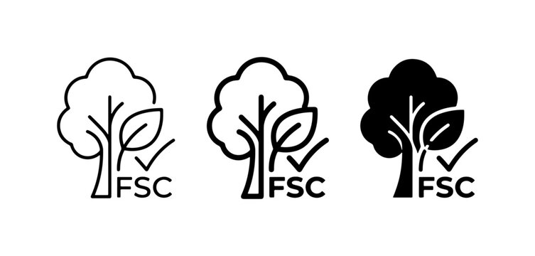 FSC Certified Forest Icons, Sustainable Wood Symbol, Eco-Friendly Tree Mark