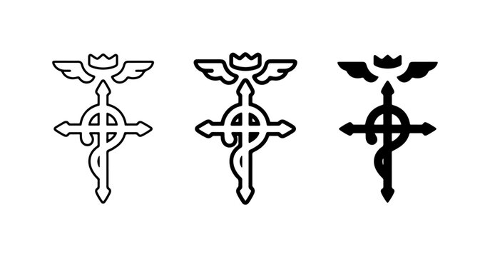 Alchemy Symbol Vector Icons, Transmutation Circle Graphics, Scientific Emblem Designs, Medical Caduceus Elements