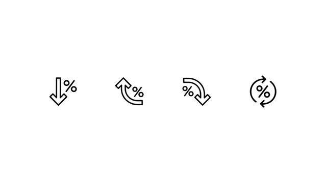 Set of four black line representing percentage trends and cycles
