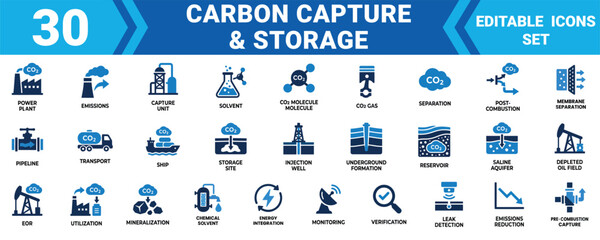 Carbon capture storage icon set minimal vector icons for ui ux 30 editable illustrations © Sumon Sorkar