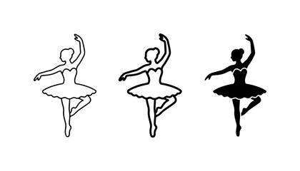 Ballet Dancer Silhouettes, Elegant Poses, Vector Icons for Dance and Performance Art © Sifat