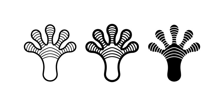 Gecko Footprint Icons, Reptile Paw Prints, Animal Claws Vector Set