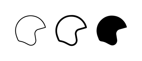 Motorcycle Helmet Icons, Simple Line Art and Solid Silhouette, Safety Gear Vector Set © MmImran