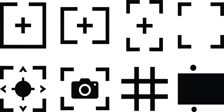Camera Focus and Viewfinder Icons Set for Photography and Mobile Applications